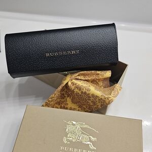 Burberry Black Leather Sunglass Case with Gold Logo Detail